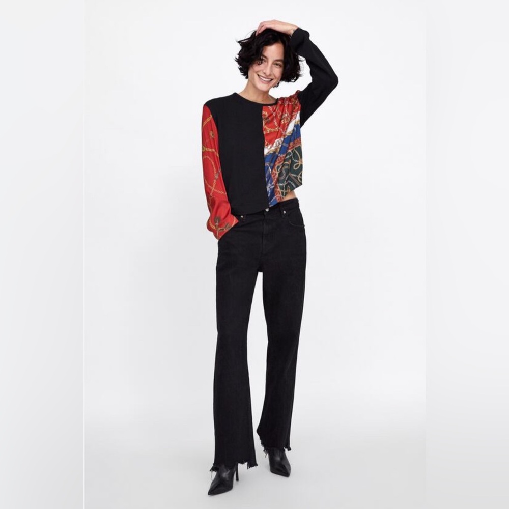 Zara black and satin sweater